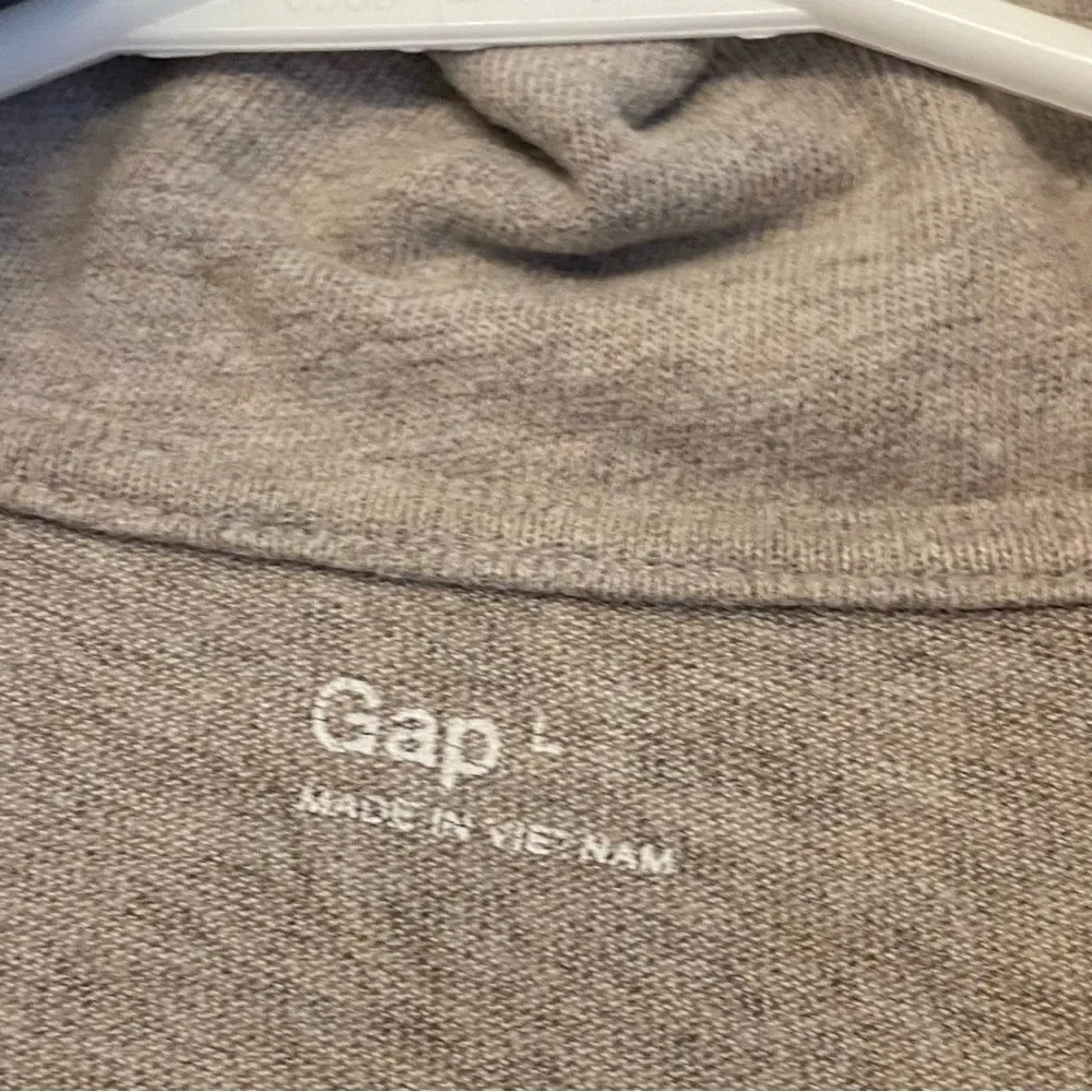 Gap Men's knit tan beige pullover quarter zip sweater 100% cotton mock neck L